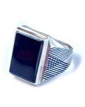 silver onyx stone ring