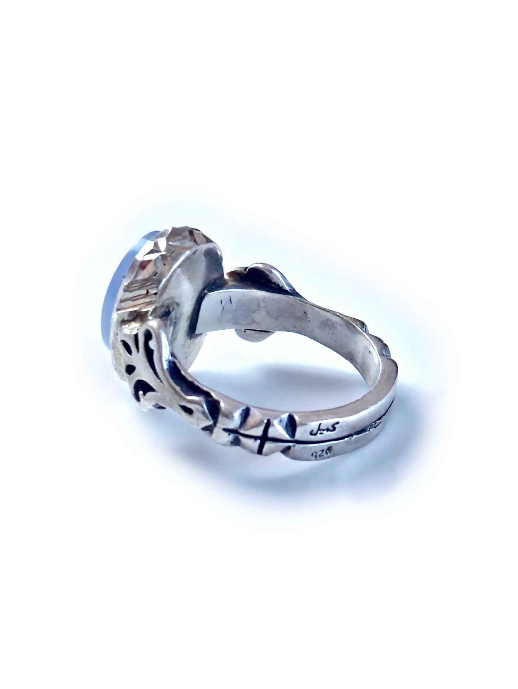 Blue Agate Silver Ring