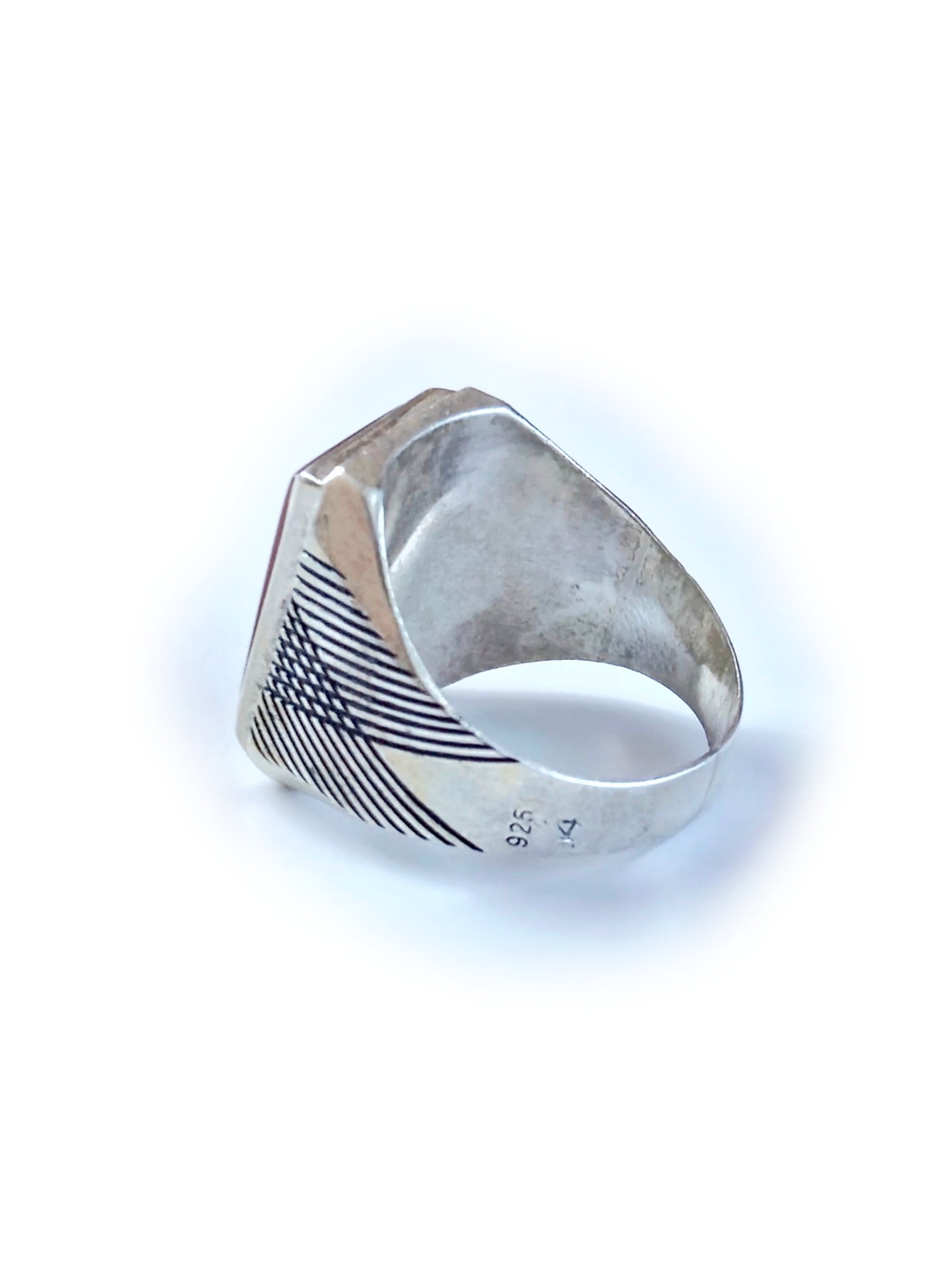 Green Agate Stone Silver Ring