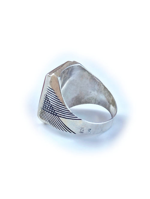 Green Agate Stone Silver Ring
