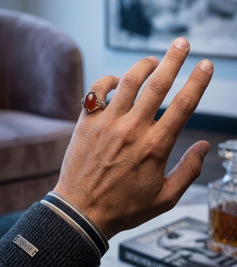 Yemeni Agate Silver Ring
